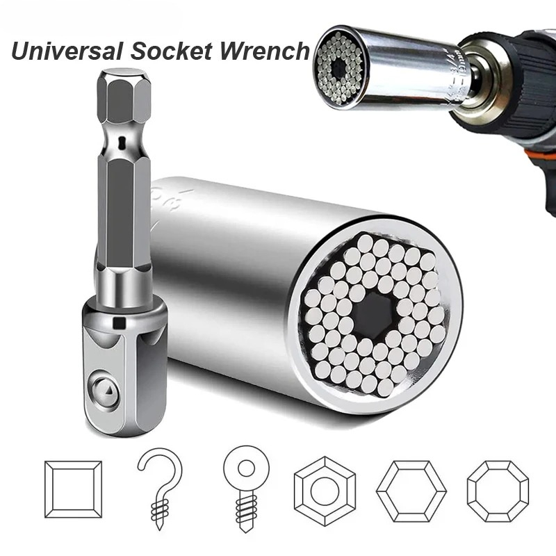 Power Tools List - Set Kunci Soket Universal 7-19mm, Adaptor