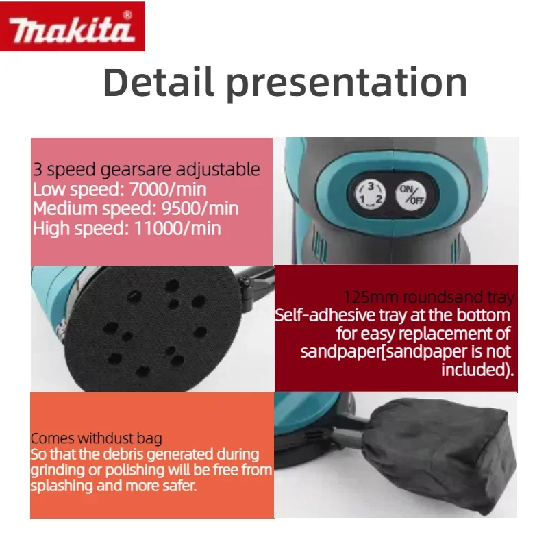 Makita DBO180Z Mesin Sander Or - Random Orbital Sander ulasan dan harga