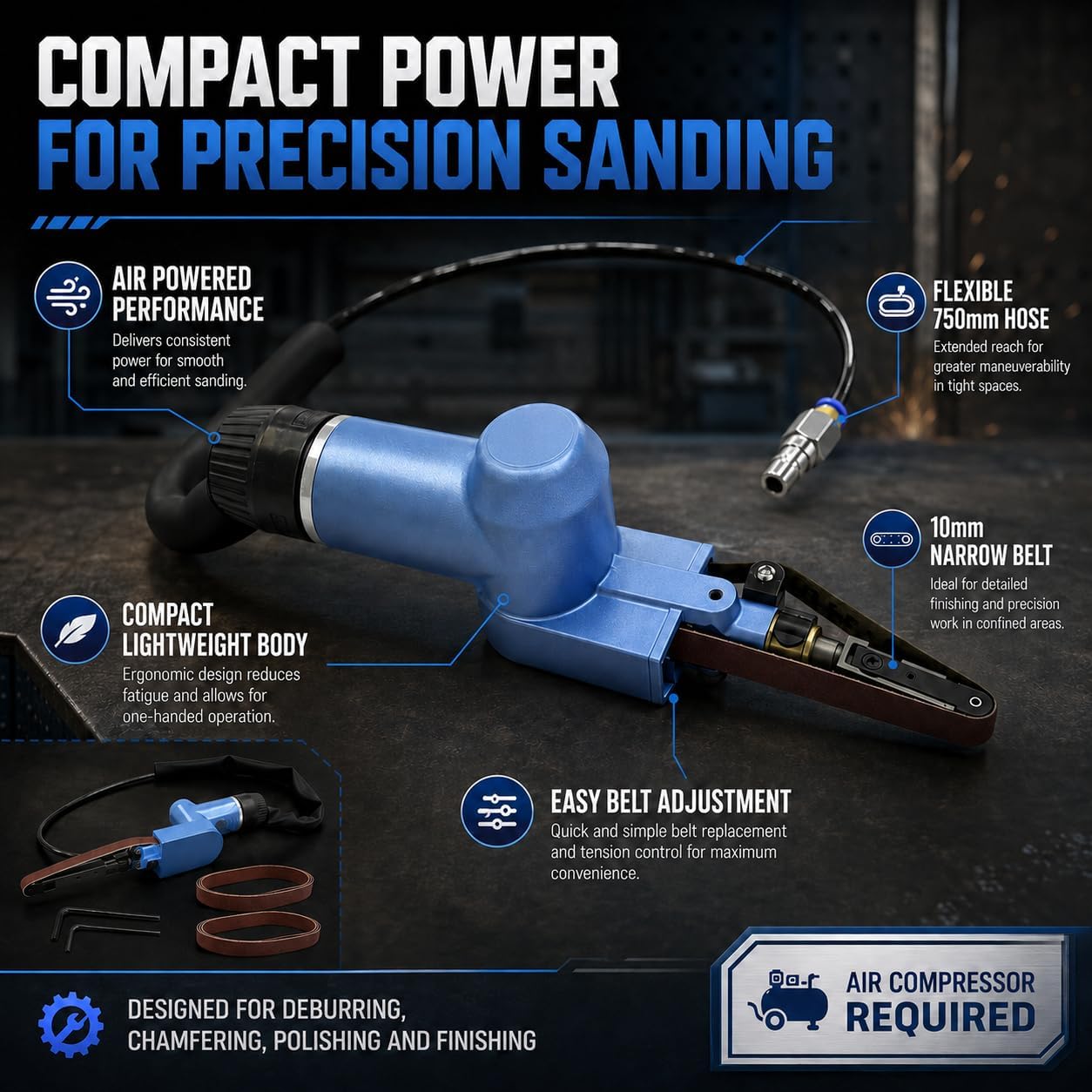 WILIN Pneumatic Finger Belt Sa - Detail Sander Corner ulasan dan harga